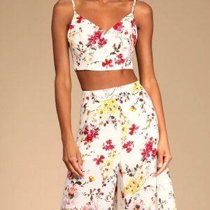 2-Piece White Floral Jumpsuit | Lulus | XS